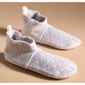 BOMBAS x ANTHRO NWT Diamond Fairisle Gripper Slippers Lavendar Lilac L (12-14)